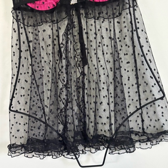 VICTORIA’S SECRET Women’s Black Pink Mesh Lace Teddy Bustier Underwire Size 34C - Picture 5 of 11